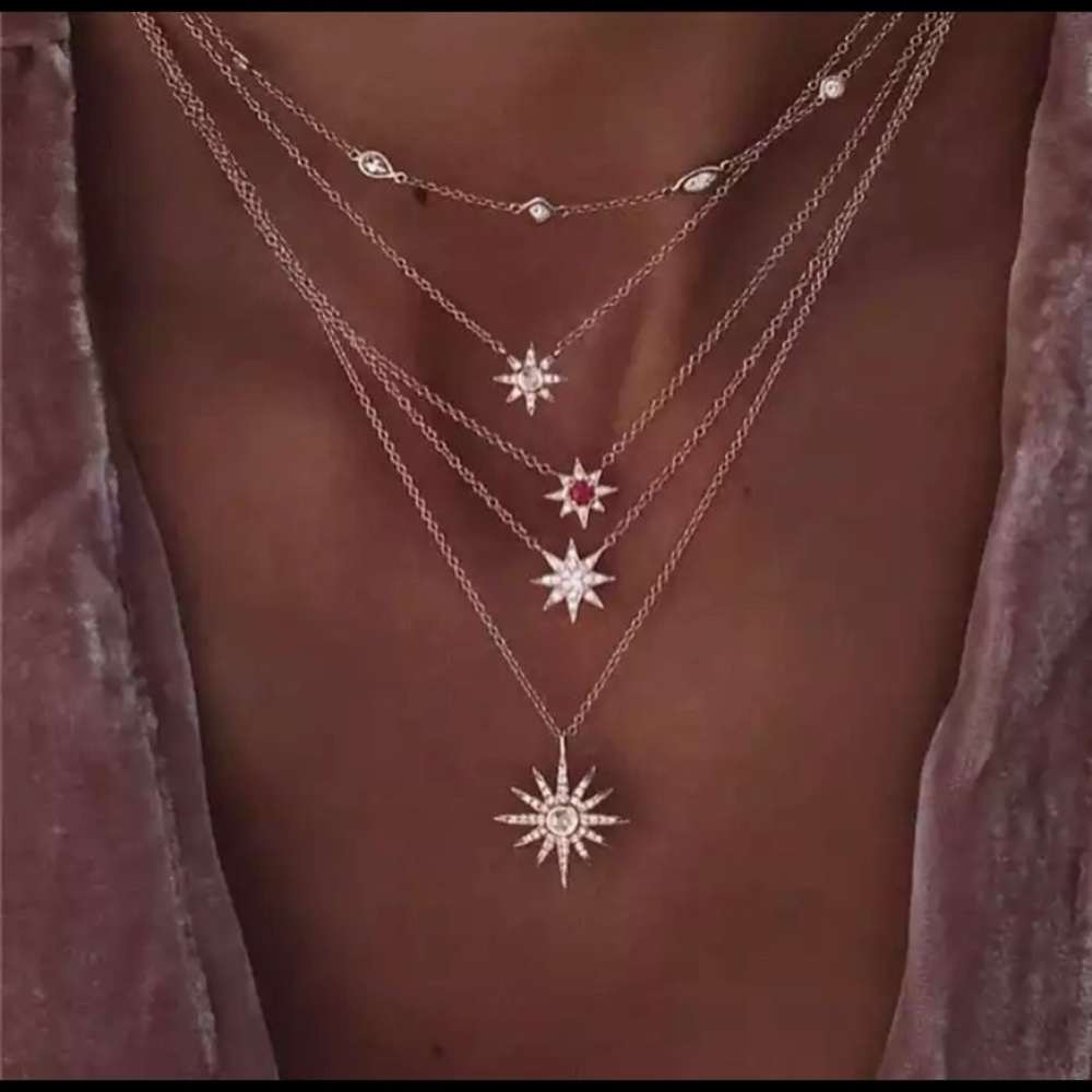 Starburst Gold Multi Layer Necklace